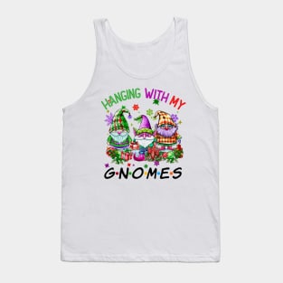 Funny Christmas Gnome Hanging With My Gnomies Family Pajamas Tank Top